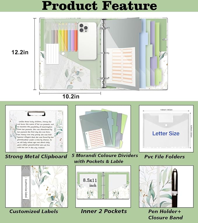 3 Ring 1 Inch Binder Organizer, KLLVE Three Ring Binders - Image 2