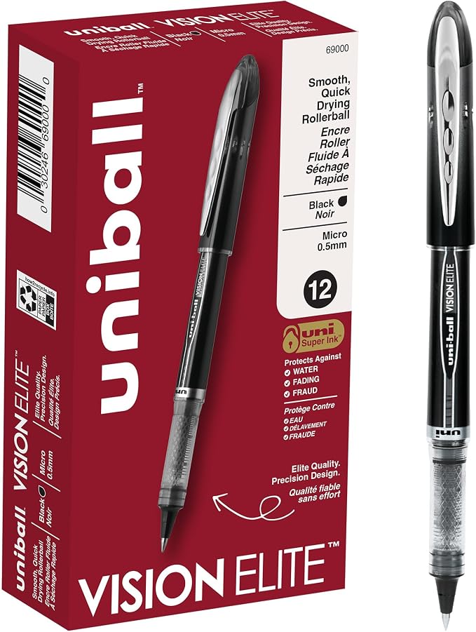 Uni-Ball Vision Elite Rollerball Pens Fine Point Micro Tip by uni-ball