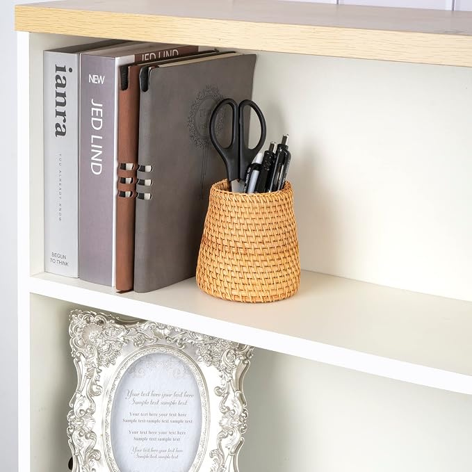 Wicker Rattan Pencil Holder, Handwoven Natural Rattan Pen Cup Organizer - Image 5