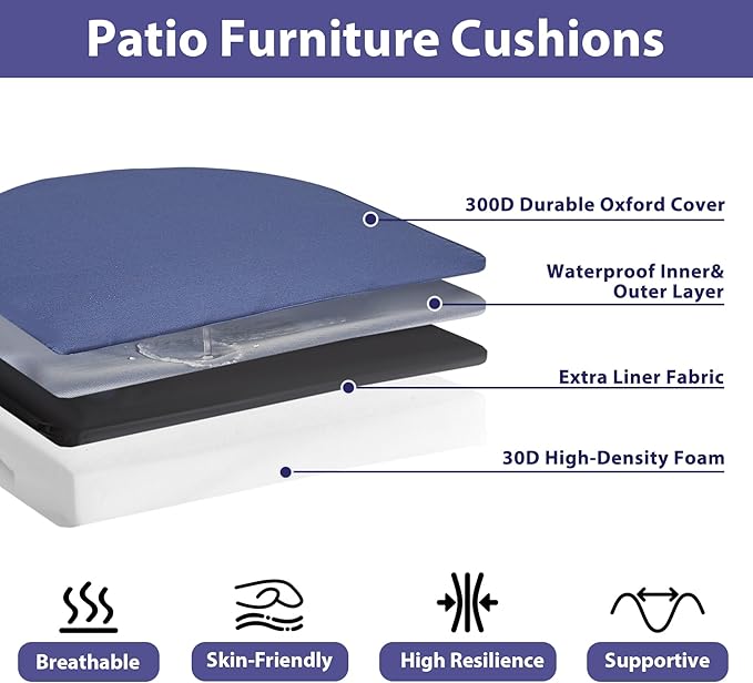 IPYNBAP Outdoor Chair Cushions Set of 4 -Waterproof Outdoor Seat Cushions - Image 2