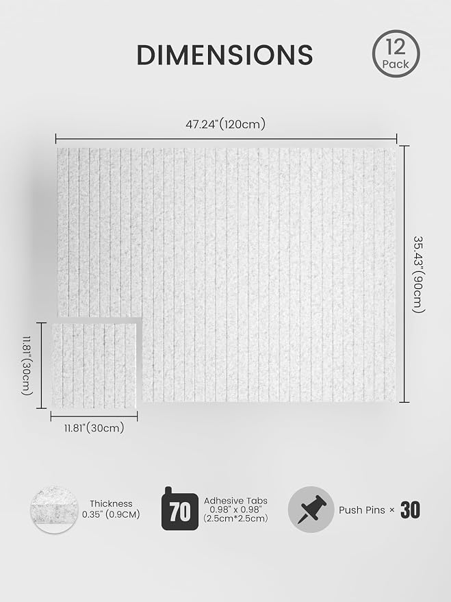 Bumusty Large Cork Board Alternative-48 x 36" Felt Bulletin Board Tiles - Image 2
