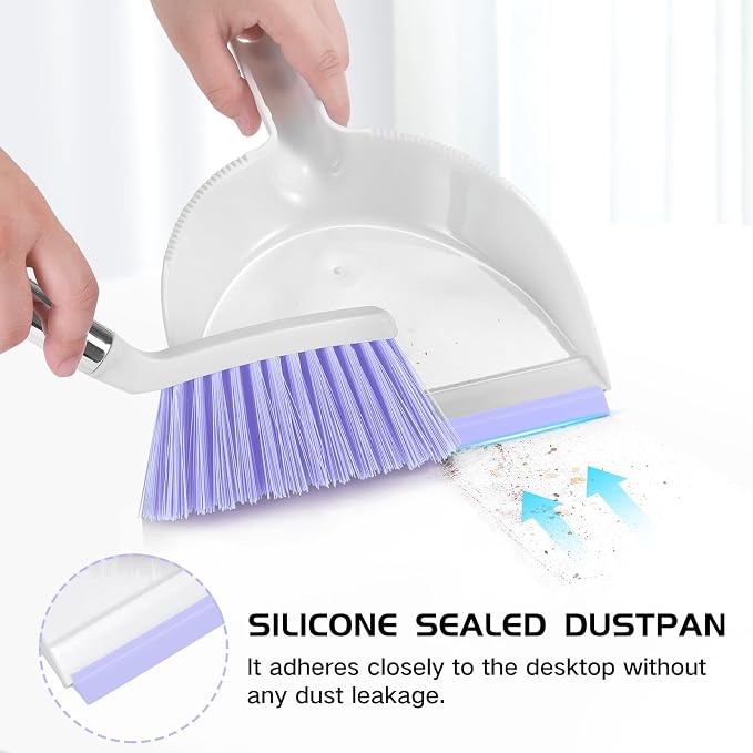 NACENA Mini Broom and Dustpan Set 2 Packs, Small Dust Pan and Brush Set - Image 3