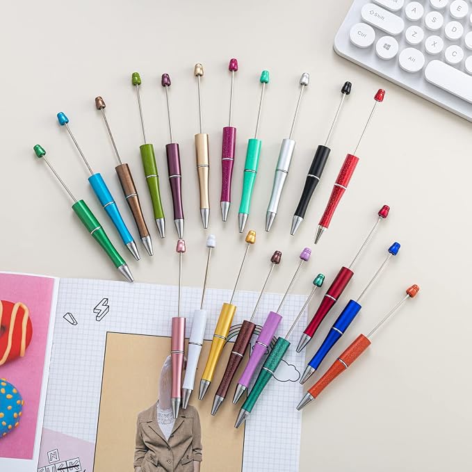 PASISIBICK 20 Colors Plastic Beadable Pens, 20 Pieces - Image 6