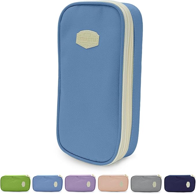 Large Capacity Pencil Case - Durable Zipper Aesthetic Pen Pouch, Big Storage Organizer for School, Office & Travel - Waterproof & Multi-Use (Light Blue)-DeskLoop Office