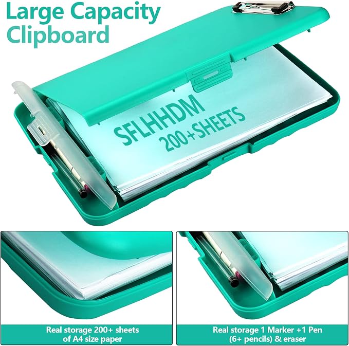 SFLHHDM Clipboard with Storage, Clip Boards 8.5x11, Plastic Clipboards with Pen - Image 2