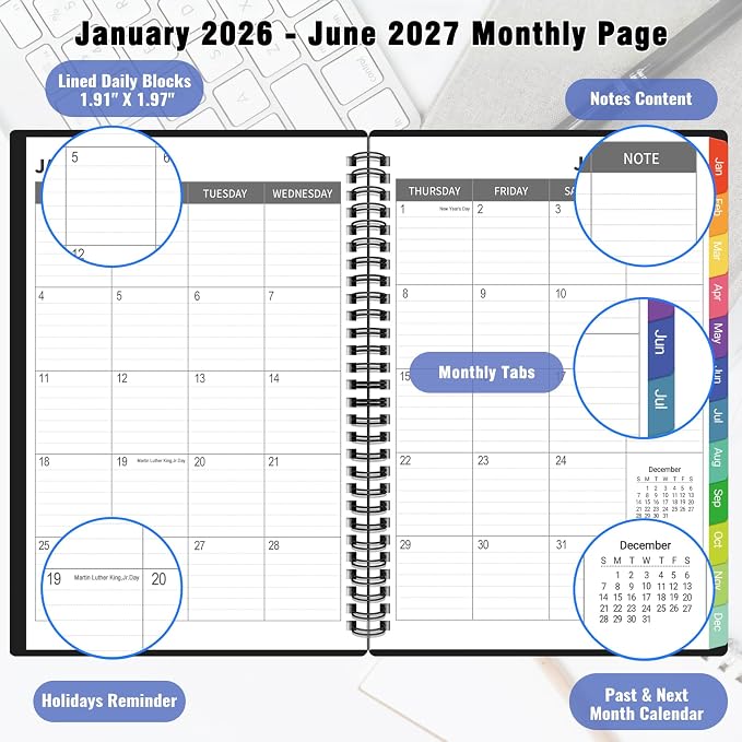 Monthly Planner 2026-2027, 18 Months Agenda Calendar Planner - Image 4