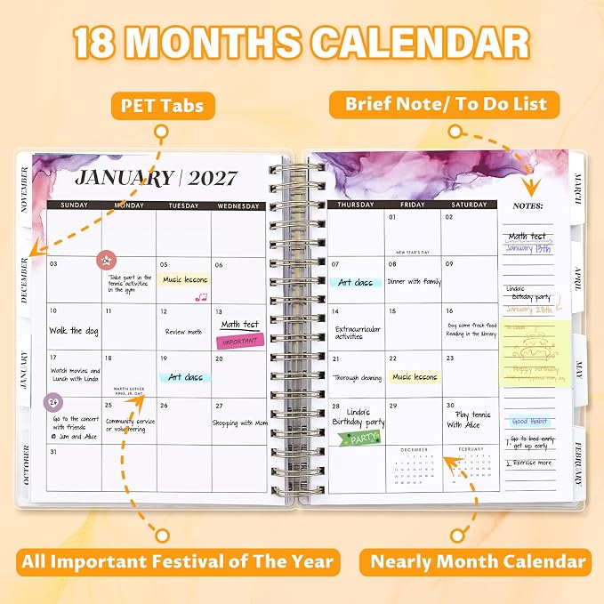Planner 2026-2027, Large 18 Months Academic Daily Weekly Monthly Planner Yearly - Image 4