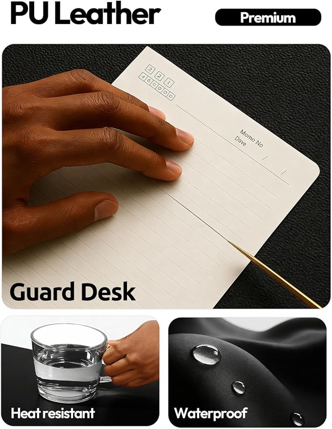 YSAGi Leather Desk Protector, Office Mat, Large Mouse Mat, Non-Slip PU Leather - Image 3