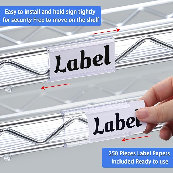 Yulejo 250 Pieces Wire Shelf Label Holders Wire Label Holder Plastic Shelf Tags - Image 4
