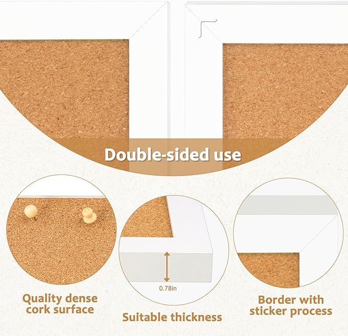 Double-Sided Small Wood Framed Cork Board - Image 2