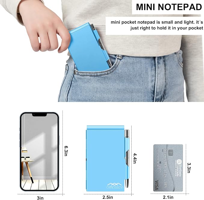 amassan Metal Pocket Notebook, Small Pocket Notepad Aluminum Note Case - Image 6