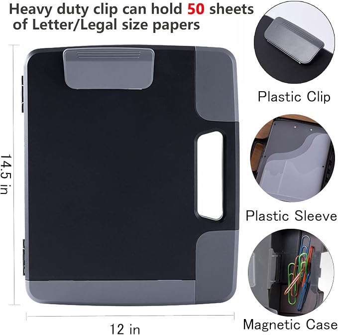Plastic Storage Clipboard with Handle – Heavy Duty Clipboard, Portable - Image 2