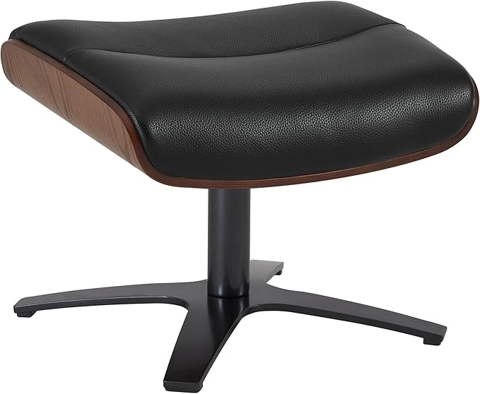CHITA Genuine Leather Reclining Swivel Chair with Adjustable Headrest and Ottoman for Living Room, Black-DeskLoop Office