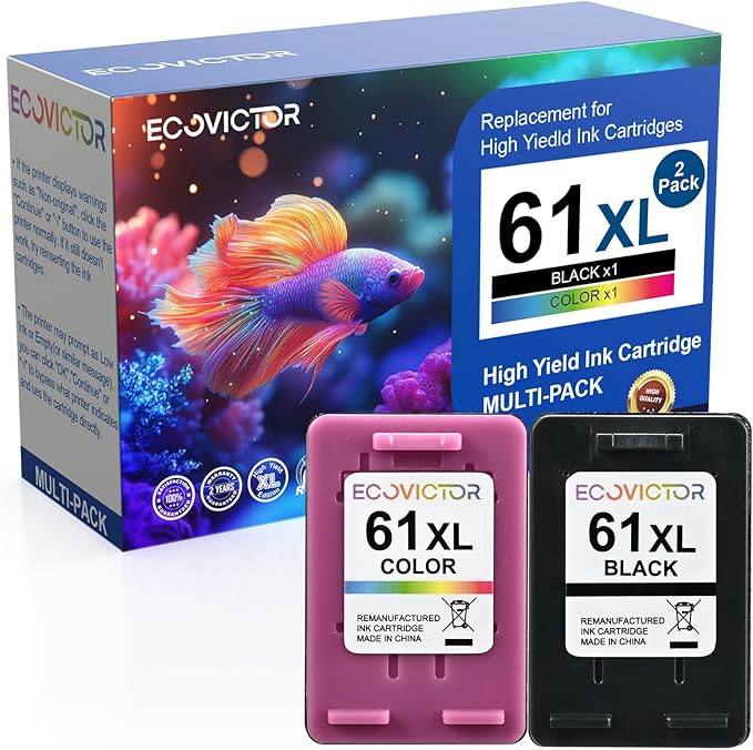 61XL Ink Cartridge Replacement for HP 61 XL (Black Color Combo Pack) for HP61 HP61XL for 4500 5530 4630 2540 4502 2542 4635 5535 4501 3050 2541 3510 2620 2514 3512 1000 1010 1510 Printers-DeskLoop Office