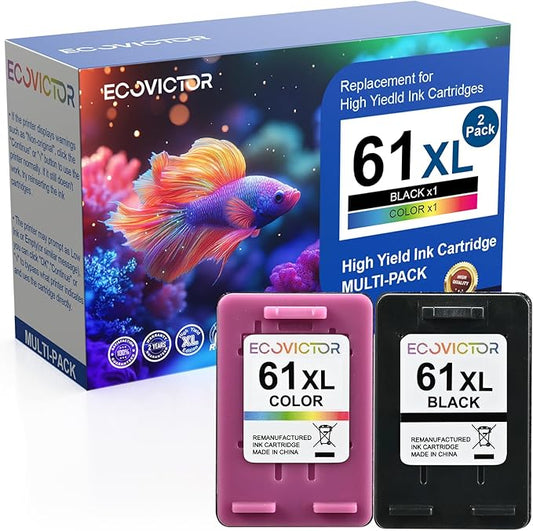61XL Ink Cartridge Replacement for HP 61 XL (Black Color Combo Pack) for HP61 HP61XL for 4500 5530 4630 2540 4502 2542 4635 5535 4501 3050 2541 3510 2620 2514 3512 1000 1010 1510 Printers-DeskLoop Office