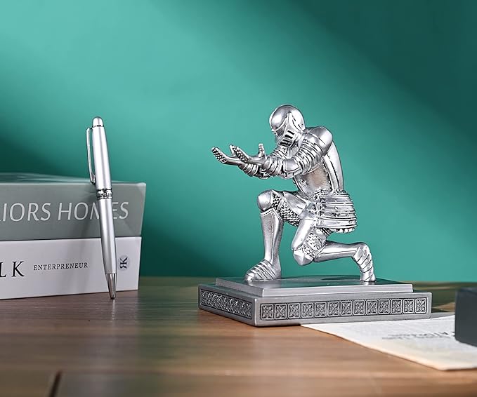 Knight Pen Holder Pen Stand Desk Organizers and Accessories Resin Pencil Holder as Gift with a Fancy Pen for Office and Home Desk Organizer (Silver)-DeskLoop Office