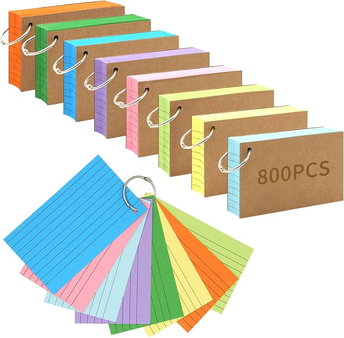 800 PCS Index Cards 3x5 Inches Colored Flash Cards by LOVPPY