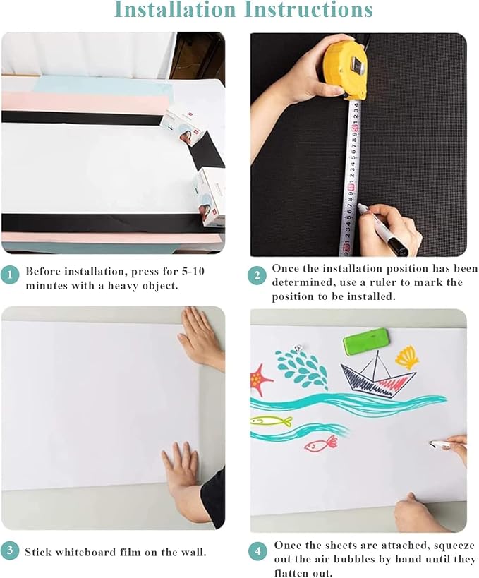 Wide Self-Adhesive Whiteboard Sticker: 40" x 30" Magnet Receptive Dry Erase - Image 7