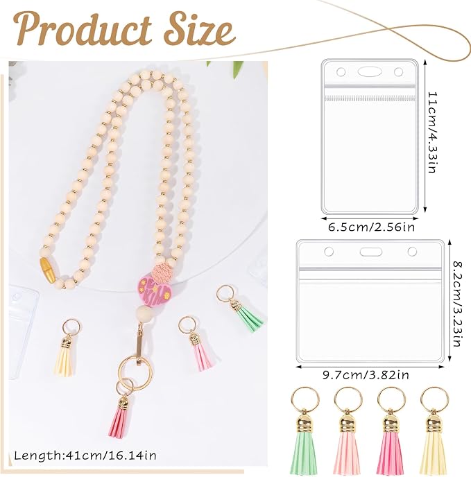 BESARME Teacher Lanyard with ID Holder Cute Wooden Beaded Lanyards - Image 2
