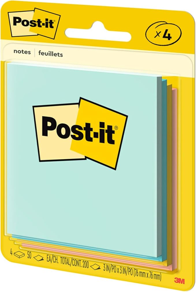 Post-it Notes, 3 x 3 in, Beachside Café Collection, 4 Pads | School Supplies - Image 11