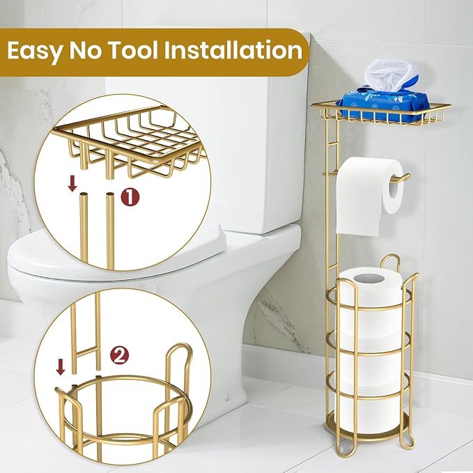 Gold Toilet Paper Holder Stand - Image 4