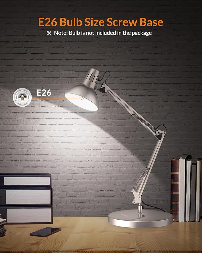 LEPOWER Metal Desk Lamp, Adjustable Goose Neck Architect Table Lamp - Image 5