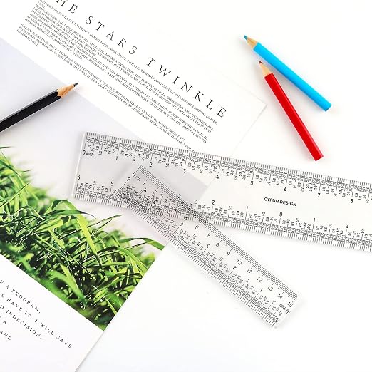 5 PCS 12" Clear Acrylic Ruler Zero-Centering Ruler - Image 9
