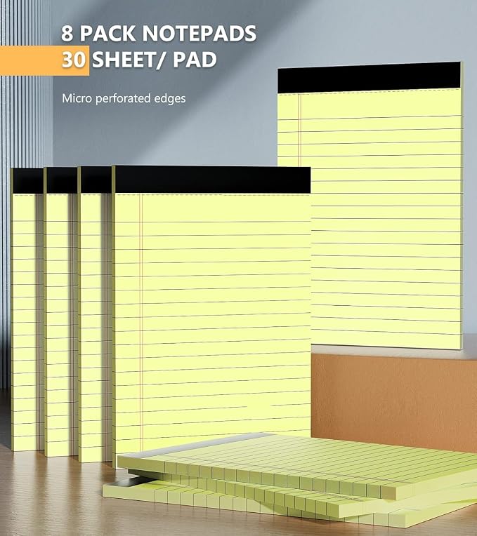 Yellow Legal Pads 4x6, 8 Pack, Narrow Ruled, Perforated, 30 Sheets per Pad | - Image 5
