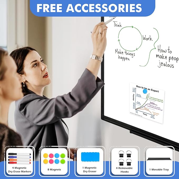 Double-Sided White Board Black Aluminium Frame, Hanging Mounted Whiteboard Home - Image 4