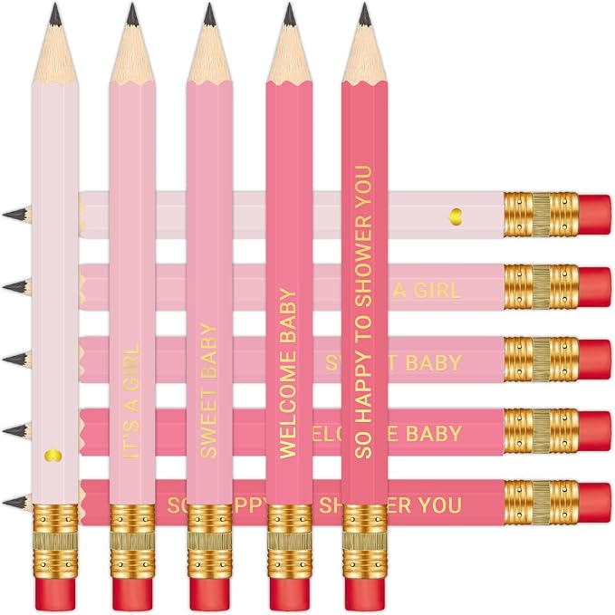 50Pcs - Baby Shower Sharpened Half Pencils by Vusnud