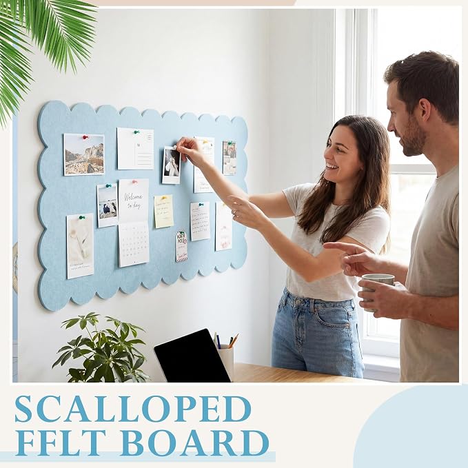 Mooliwe Scalloped Felt Bulletin Board Foldable Pin Cork Board Alternative - Image 4