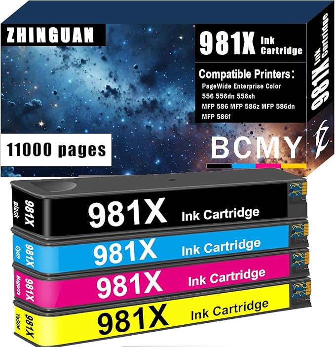 Remanufactured 981X 981 High Yield Ink Cartridge Works for PageWide Enterprise Color 556 556dn 556xh MFP 586 MFP 586z MFP 586dn MFP 586f Printer-DeskLoop Office