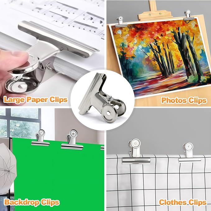 140 PCS Stainless Steel Metal Hinge Clips Assorted, Large Bulldog Clips - Image 6