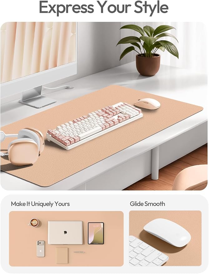 YSAGi Leather Desk Protector, Office Mat, Large Mouse Mat, Non-Slip PU Leather - Image 2