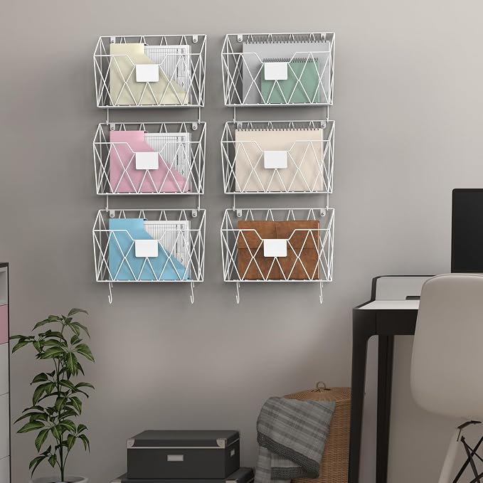 CADUKE 6 Pack Hanging Wall File Organizer Mesh Folder Holder Mail Magazine - Image 7
