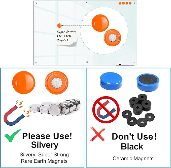 KIZZBY Glass Dry Erase White Board - Magnetic Boards for Wall, 72"x48" Large Frameless Whiteboard for Office, Home & School-DeskLoop Office