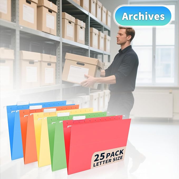 25-Pack Assorted Hanging File Folders, Letter Size - Image 8