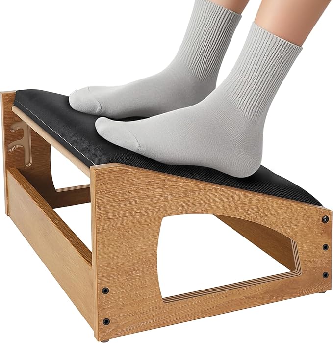 Ergonomic Foot Rest, 4 Adjustable Height Foot Stool,Footrest Under Desk， Soft Cushions,Foot Rest Office,Improving Posture, Promoting Blood Circulation（Natural）-DeskLoop Office