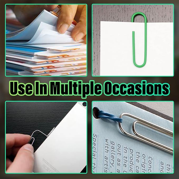 200 Pack Green Colored Office Clips - Image 7