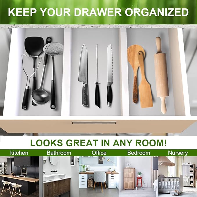 ANTOWIN Bamboo Drawer Dividers Organizers, Expandable Drawer Separators Splitter,17-22 inches Long Adjustable Spring-loaded Organizer for Large Utensil, Clothes, Tools Drawers (White)-DeskLoop Office