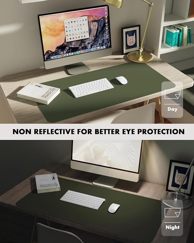 YSAGi Double-Sided Desk Pad, 31.5"x15.7" Leather Desk Mat, Eco Cork Desk Pad - Image 7