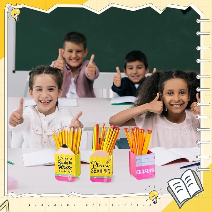 DoubleFill 3 Pcs Sharp and Dull Pencil Holder Eraser Buckets Wooden Shaped - Image 6