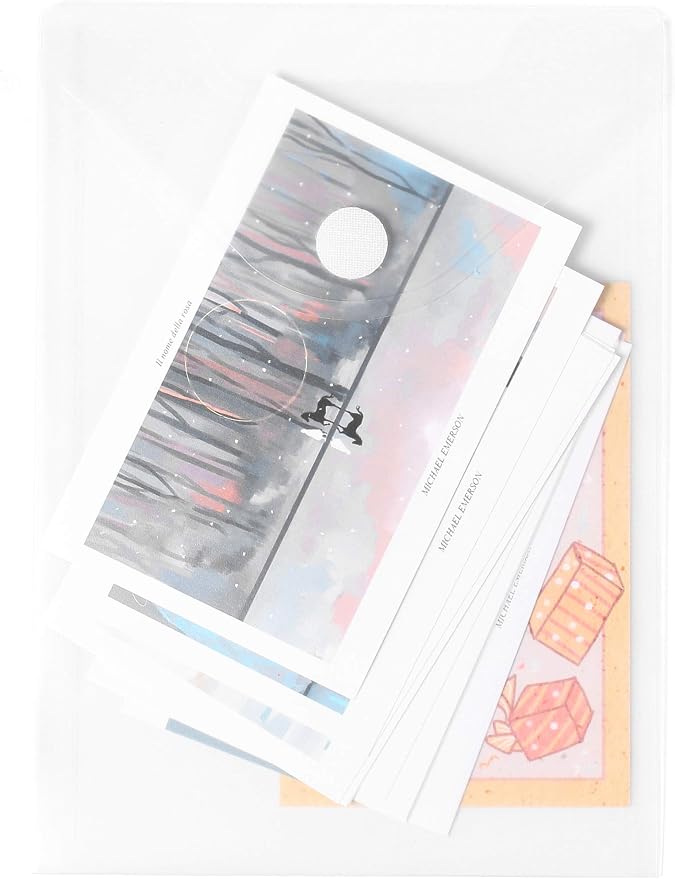 7x9 Clear Plastic Envelopes Hook Loop Closure Receipt Stickers Storage Holder - Image 7