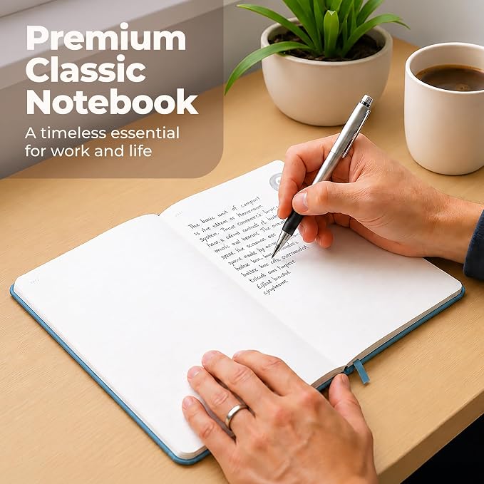 A5 Leather Notebook Journal Light Blue Lined Thick 300 Pages 5.8x8.3" | Leather - Image 2
