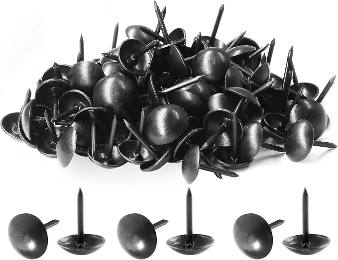 Piutouyar 200 Pcs Black Upholstery Tacks Antique Metal Thumb Tacks Round Head by Piutouyar