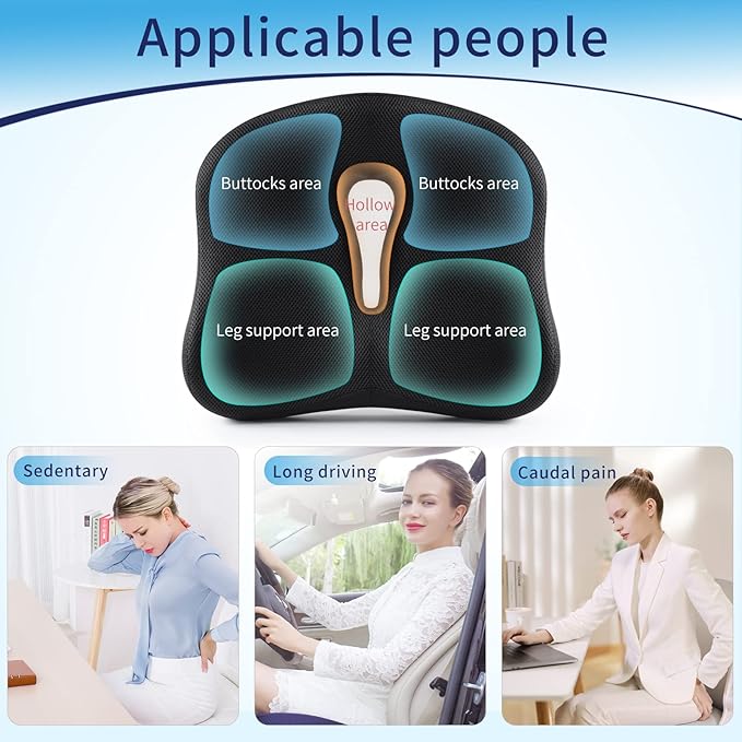 Memory Foam Seat Chair Cushion for Relieves Back Sciatica Pain Tailbone Pain - Image 6