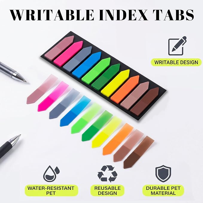 Ericter Arrow Sticky Tabs 1200PCS Writable Repositionable Translucent PET Page - Image 5