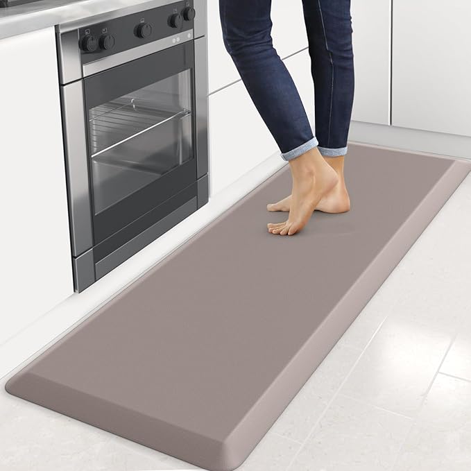 4/5 Inch Thick Kitchen Mats for Floor, StepRite Kitchen Rug for Standing Desk, Non-Slip, Thicker, Stain Resistant, Waterproof, Comfort Anti Fatigue Floor Mat for Home, Kitchen, Office - Khaki,70*24''-DeskLoop Office