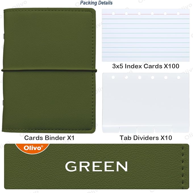 3x5 Lined Index Cards with Ring Binder Holder and Dividers, 100 Note Cards - Image 2
