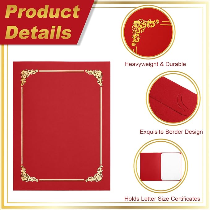 Fainne 120 Pack Certificate Holders Bulk, Diploma Covers Gold Foil Border - Image 4